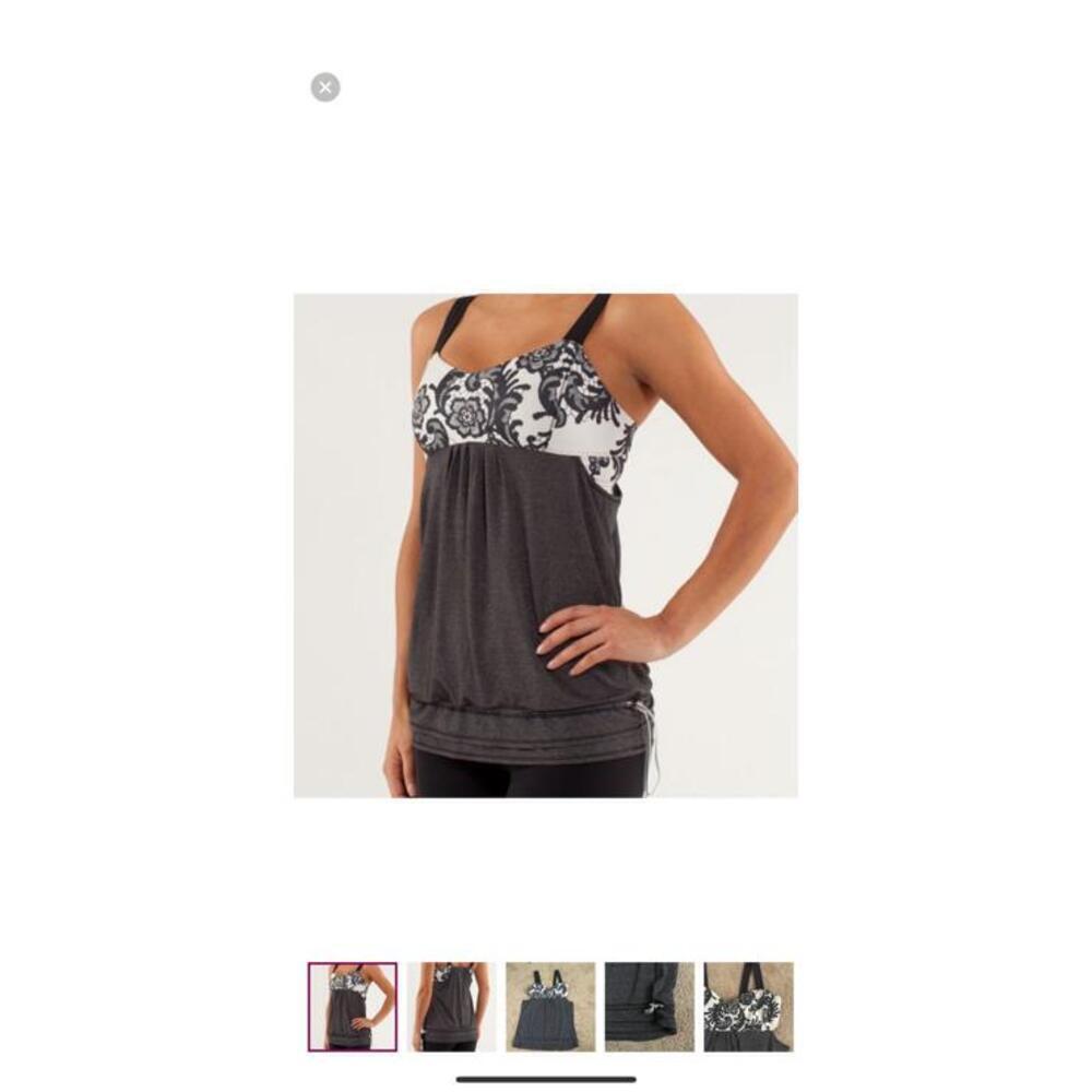 Lululemon Sleeveless Activewear Tank Top with Floral Print Bra Attached Size 2